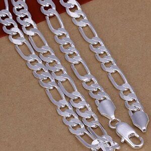 Diamond Cut Figaro Chain Necklace 8 mm